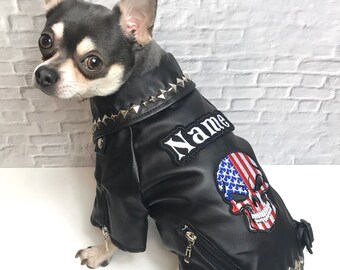 small dog leather jacket