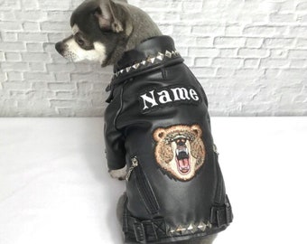 faux leather dog jacket