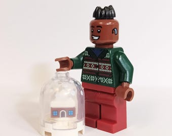 Holiday Deaf Minifig w/ Hearing Aid Minifigure with Snowglobe