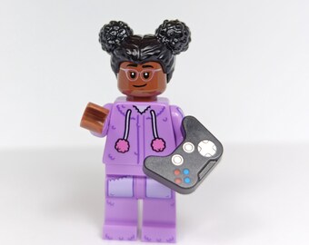 Pajama Gamer Girl Minifigure PJ Minifig with Gaming Control