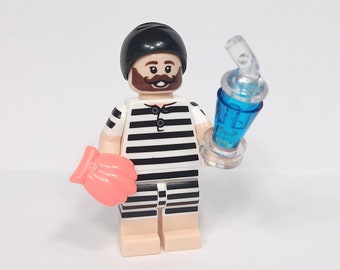 Vintage Swimmer Minifigure 1920s Menswear Swimsuit with Seashell & Drink