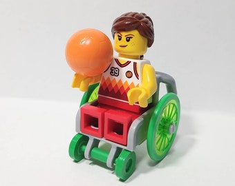 Female Basketball Player in Wheelchair Minifigure with Ball