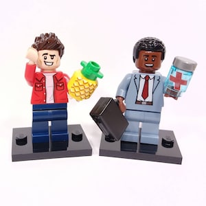 Psychic Detectives Duo Minifigures Lot of 2 with Pineapple, Pharmaceutical Bottle & Briefcase