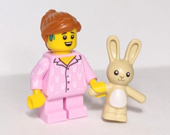 PJ Girl w/ Hearing Aid Minifigure Deaf Minifig with Bunny