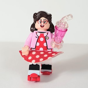 Retro Skater Minifigure with Soda, Roller Skates & Skirt