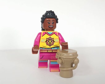 African Drummer Minifigure with Locs Hair & Djembe Drum