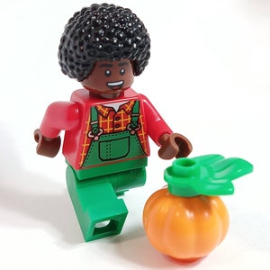 Farmer Minifigure Gardener Minifig with Pumpkin