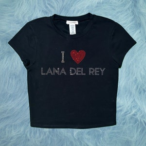 Lana del Rey cropped rhinestone tee I love lana del rey