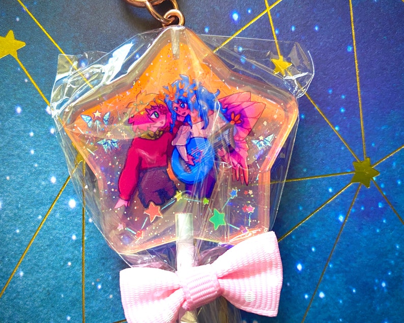 Prince of Starlight Star Shaped Holo-Glitter Lollipop Acrylic Charm image 3