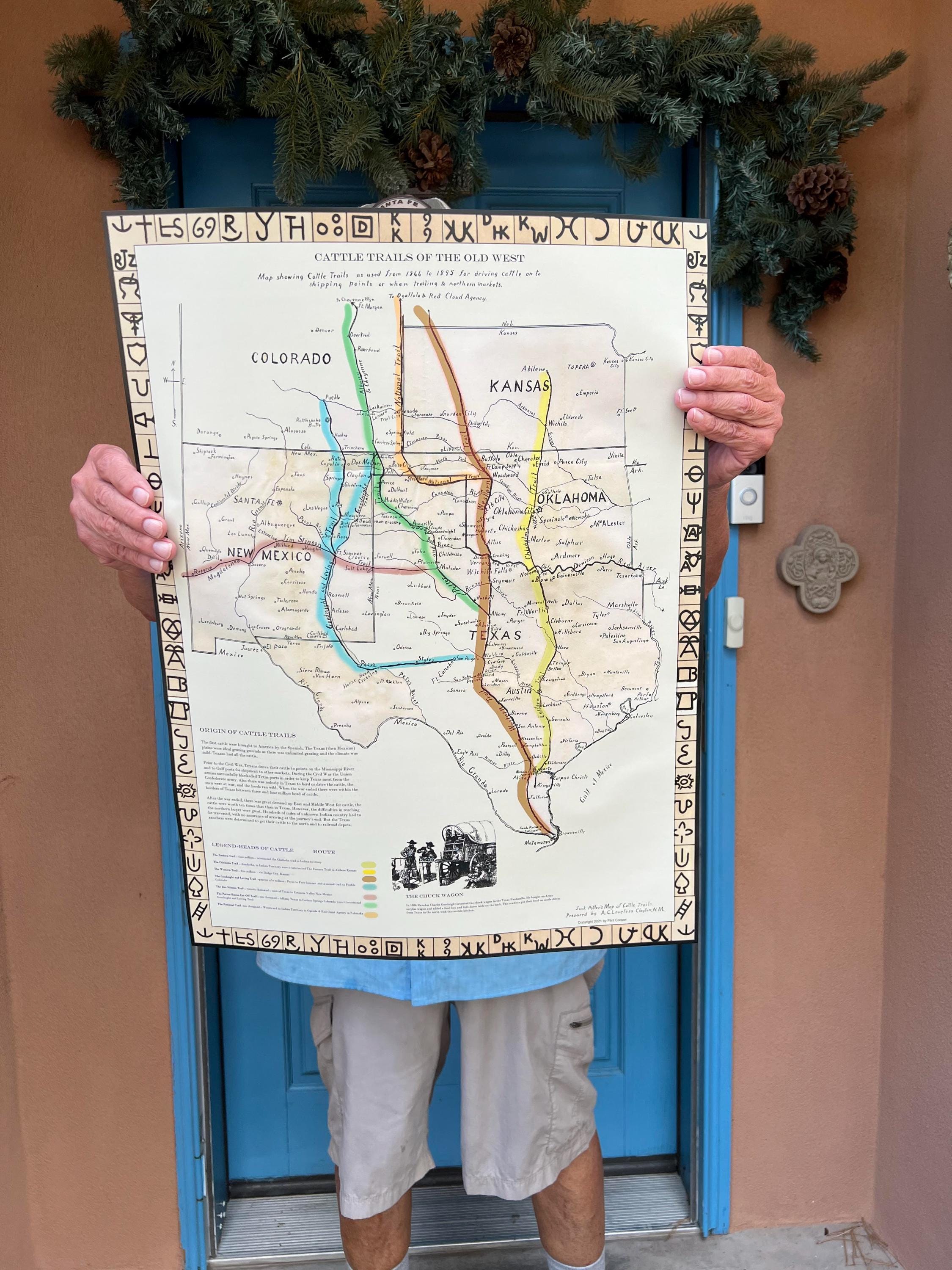 Cattle Trails of the Old West Map - Etsy