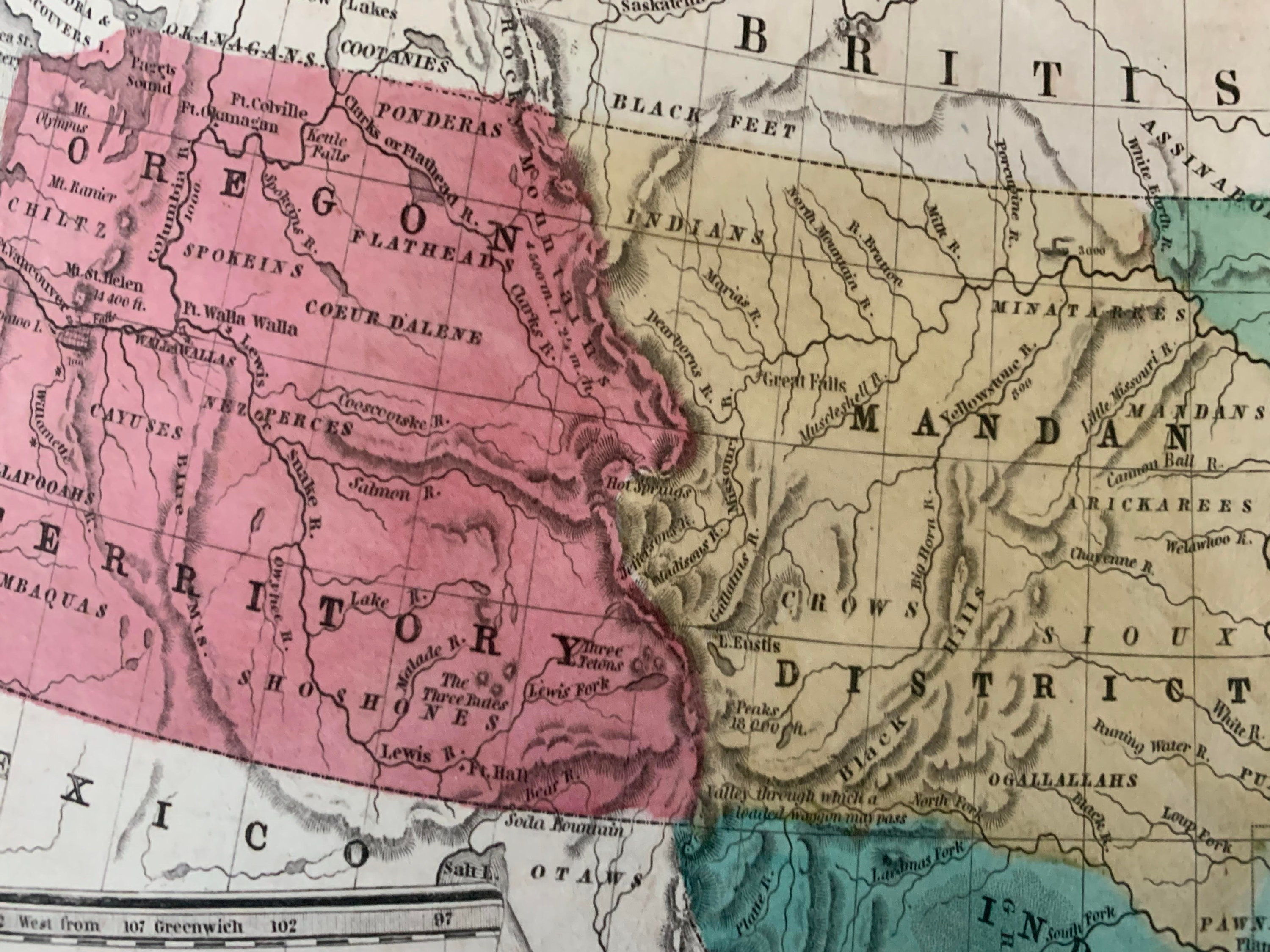 Old Antique 1839 Map of the United States, Republic of Texas & Indian ...