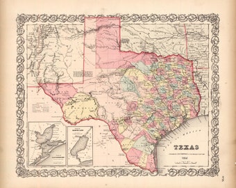 Old Texas 1856 Map - Reproduction