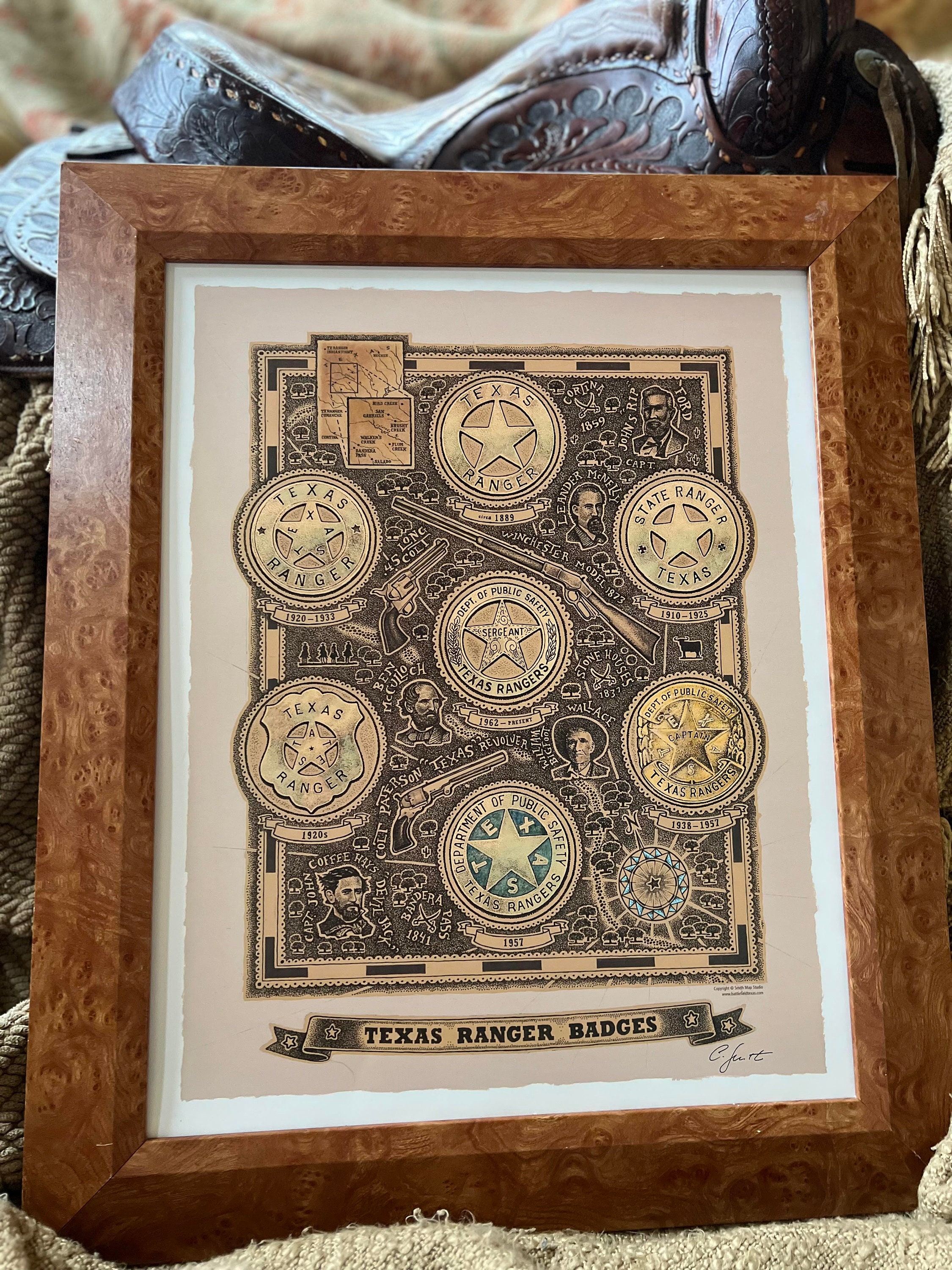 Texas Ranger Badges History Art Print famous Texas Lawmen 