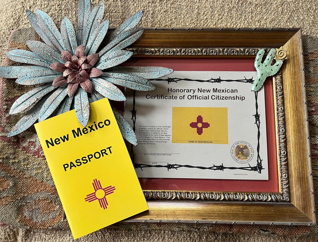 New Mexico Fun Certificate of Citizenship and Tourist Passport - Etsy