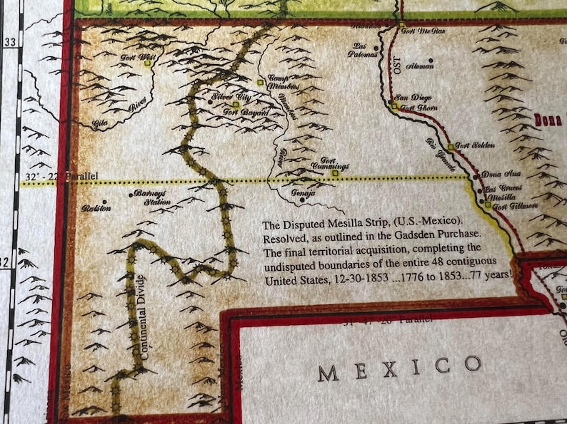 The United States Territory of New Mexico 1863 Historical Map, Old ...