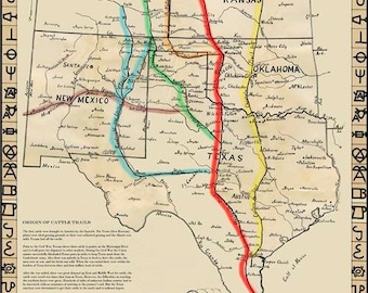 Mapa de rutas ganaderas del Viejo Oeste