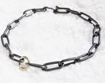 Anklet BDSM collar by day oxidized silver gold