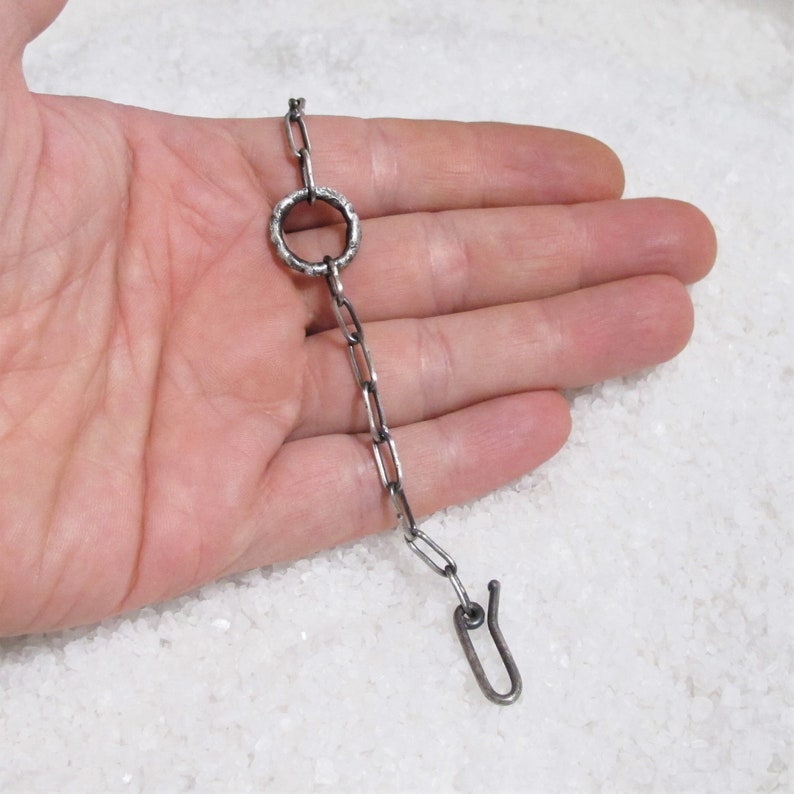 oxidized silver chain bracelet erotic jewel slave master Discreet collar bracelet BDSM rustic organic silver