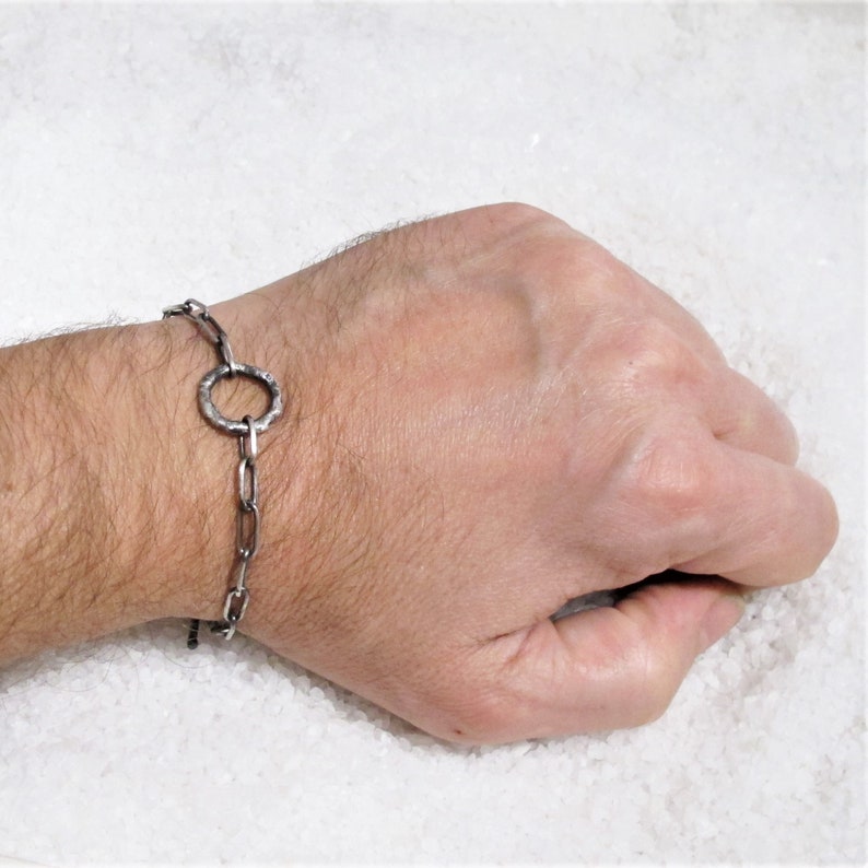 oxidized silver chain bracelet erotic jewel slave master Discreet collar bracelet BDSM rustic organic silver
