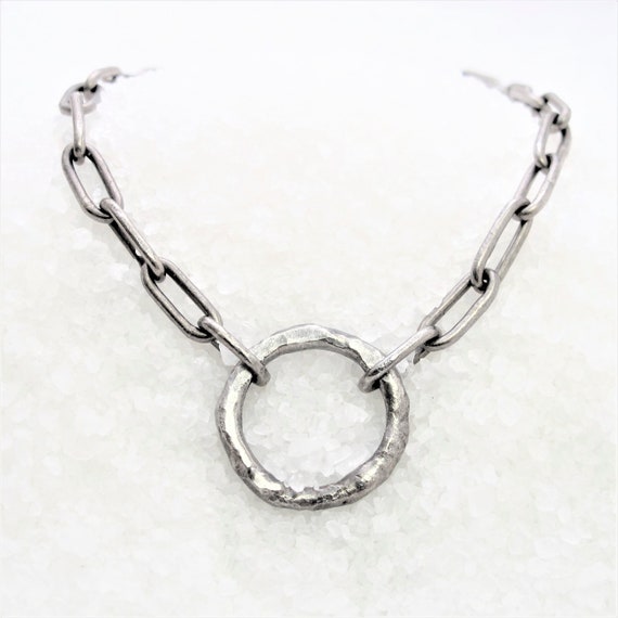 Anklet BDSM collar by day oxidized silver gold