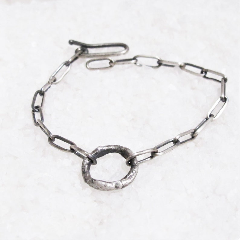 oxidized silver chain bracelet erotic jewel slave master Discreet collar bracelet BDSM rustic organic silver