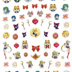 Anime Sailor Moon  Nail Stickers - Geek, Love, Heart, Bows, Sailor Jupiter Stickers Kawaii