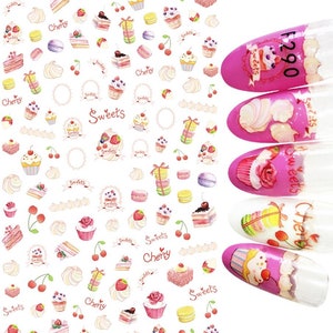 Yummy sweets to eat nail art stickers macaroons, cakes cupcakes and more!