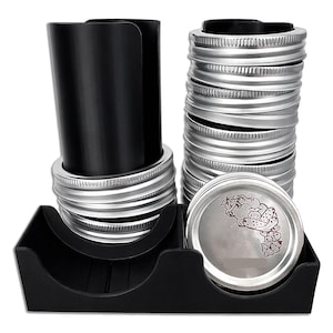 Mason Jar Lid Organizer, Dual Wide Mouth and Regular Mouth, 3D Printed Vertical Storage for Mason/Canning/Bamboo Lids and Rings