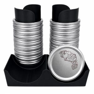 Mason Jar Lid Organizer, Dual Wide Mouth, 3D Printed Vertical Storage for Mason/Canning/Bamboo Lids and Rings