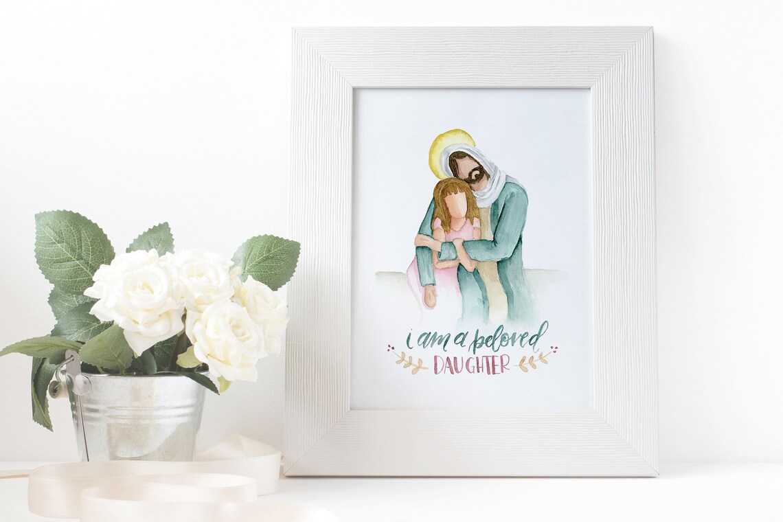 I am a Beloved Daughter Jesus and Girl Christian Art image 0