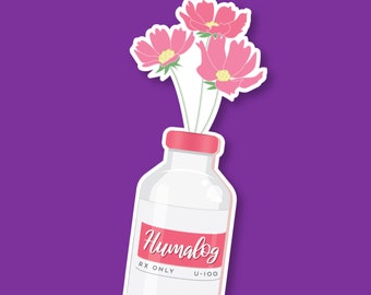 Humalog Flowers Sticker, Diabetes, T1D, Diabetes Sticker, Type One Diabetes, Type 1, Diabetic, Sticker, Kids, Kids Diabetes