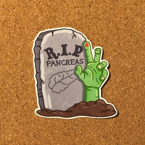 T1D zombiesticker, diabetes, T1D, diabetessticker, diabetes type één, type 1, diabetes, sticker, kinderen, kinderdiabetes