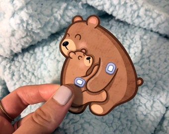 Mama/Papa Bear and Baby Bear Diabetes Sticker, Diabetes, T1D, Diabetes Sticker, Type One Diabetes, Type 1, Sticker, Kids Diabetes