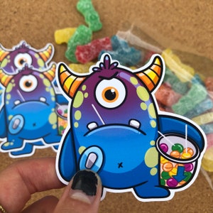 Buster - sticker monster lage bloedsuikerspiegel, diabetes, T1D, diabetessticker, diabetes type één, type 1, diabetes, sticker, kinderen