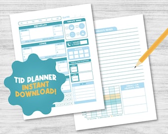 PLANNER INSTANT DOWNLOAD Blue Diabetes Journal (8.5x11 inches), Blood Sugar Logbook, T1D, Meal Tracker, Blood Sugar Log, Mood Journal