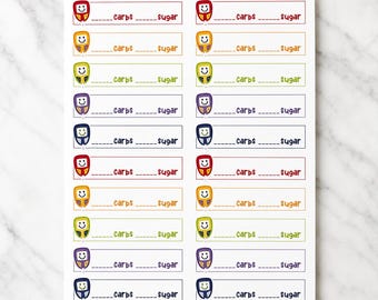 80 Carb-Count Stickers, Diabetes, Type One Diabetes, T1D, T1D Carb, Carb Labels, T1D Kids, Type 1 Kids
