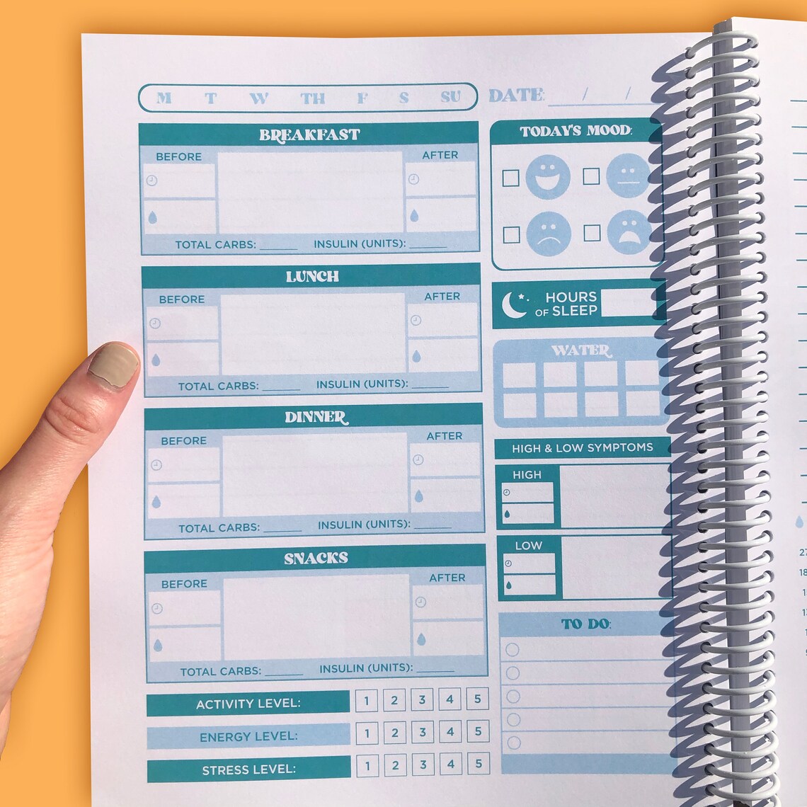 Daily Diabetes Journal LARGE Blood Sugar Log Book Diabetes Etsy