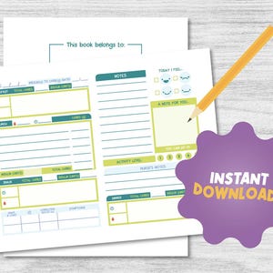 DIRECT DOWNLOADEN Kid&#39;s School Diabetes Journal (8,5 x 11 inch), bloedsuikerlogboek, T1D, maaltijdtracker, bloedsuikerlogboek, stemmingsdagboek