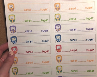 80 Carb-Count Stickers, Diabetes, Type One Diabetes, T1D, T1D Carb, Carb Labels, T1D Kids, Type 1 Kids