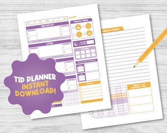 PLANNER INSTANT DOWNLOAD Purple Diabetes Journal (8.5x11 inches), Blood Sugar Logbook, T1D, Meal Tracker, Blood Sugar Log, Mood Journal
