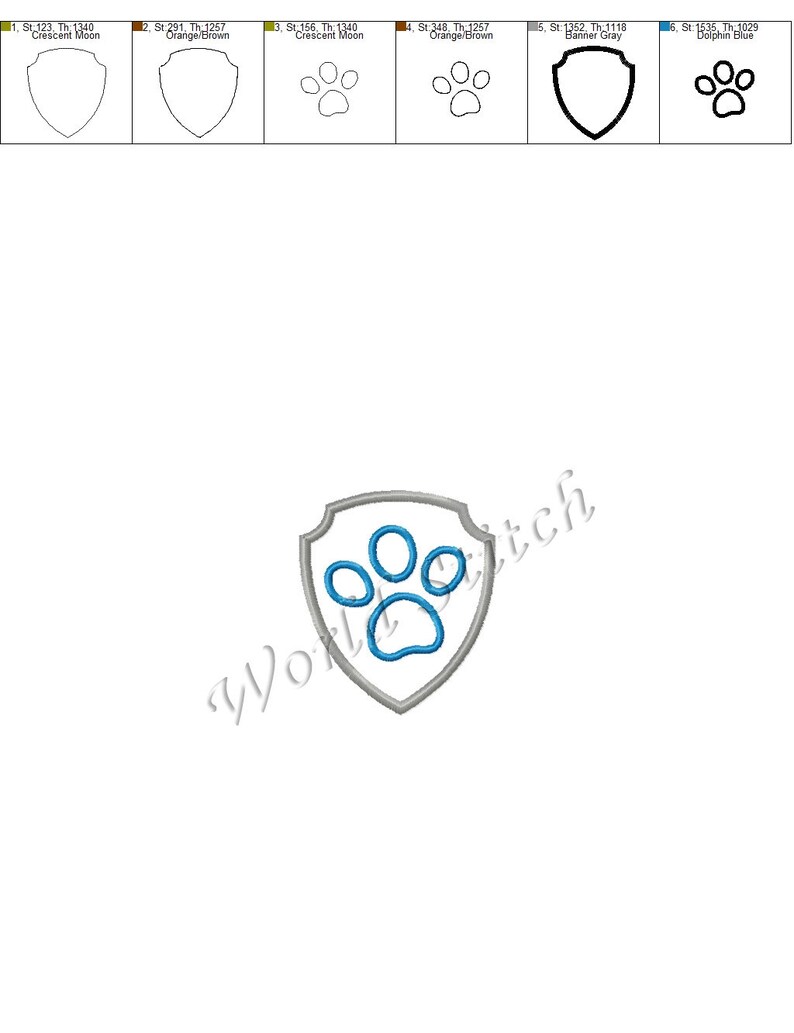Team's Leader Badge Paw Applique Embroidery Designs Puppy Etsy