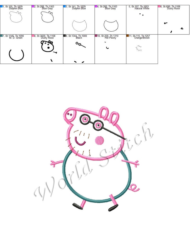 Daddy Pig Applique Embroidery Designs Daddy Pig Applique Embroidery Designs Instant Download BOGO FREE #027 Peppa Pig