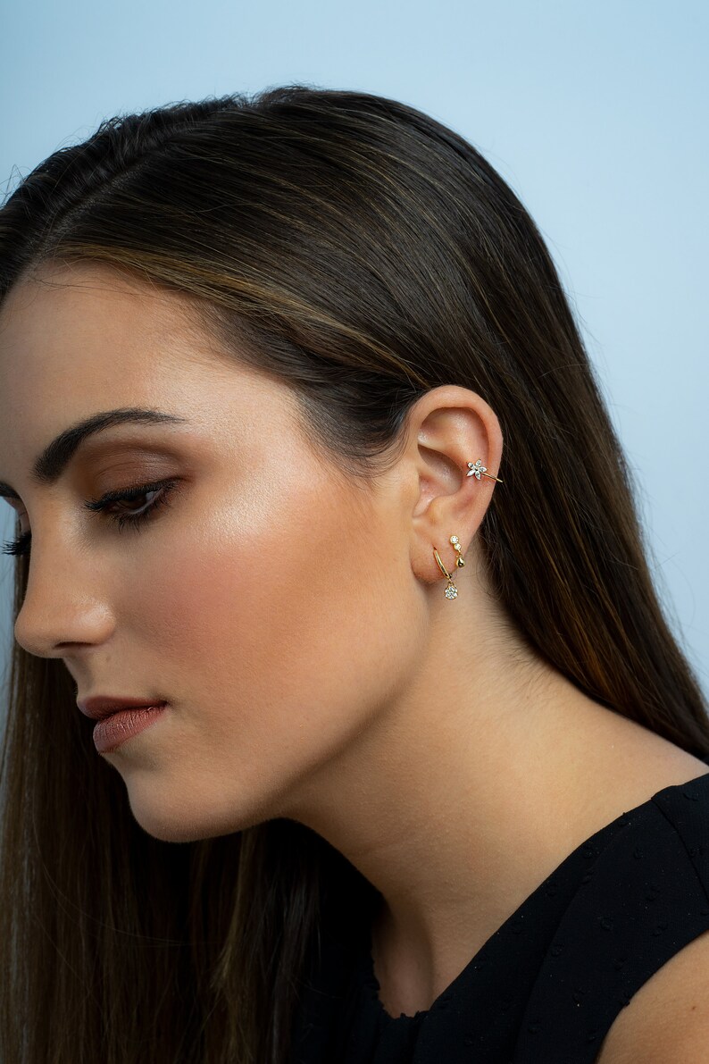 Tiny Cubic Zirconia Studs Small Gold Stud Earrings Second Hole Earrings Cartilage Studs Tiny Stud Earrings Silver Earring Studs Cute