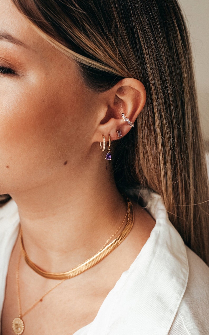 Violet Stud Earrings Second Hole Earrings Gold Amethyst Etsy UK