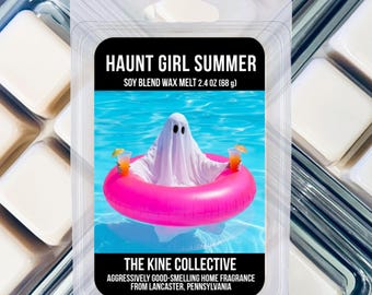 Soy Blend Wax Melts | Haunt Girl Summer | Coconut Sunscreen, Swimming Pool Water, Sugared Banana | 2.4oz Cubed Wax Melts For Warmers