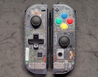 New Custom Nintendo Switch Clear GBA Glacier Blue D-pad Joy-Con Controller!