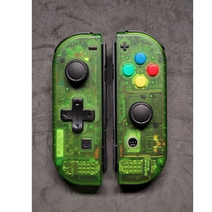 New Custom Nintendo Switch Clear Jungle Green D-pad Joy-Con Controller!