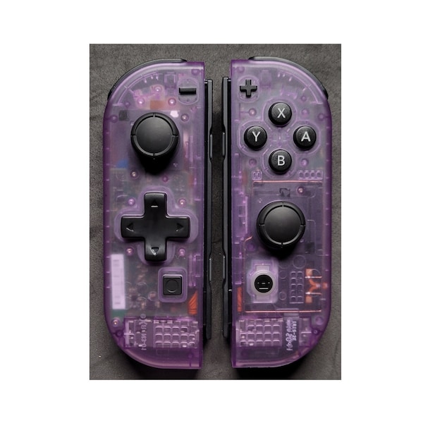 New Custom Nintendo Switch Clear Atomic Purple D-pad Joy-Con Controller!