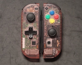 New Custom Nintendo Switch Clear GBA Cherry Pink D-pad Joy-Con Controller!