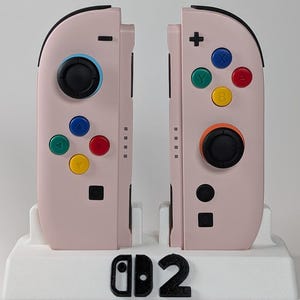Custom Nintendo Switch 2 Joy-Cons Sakura Pink JoyCons No Dpad + Rainbow